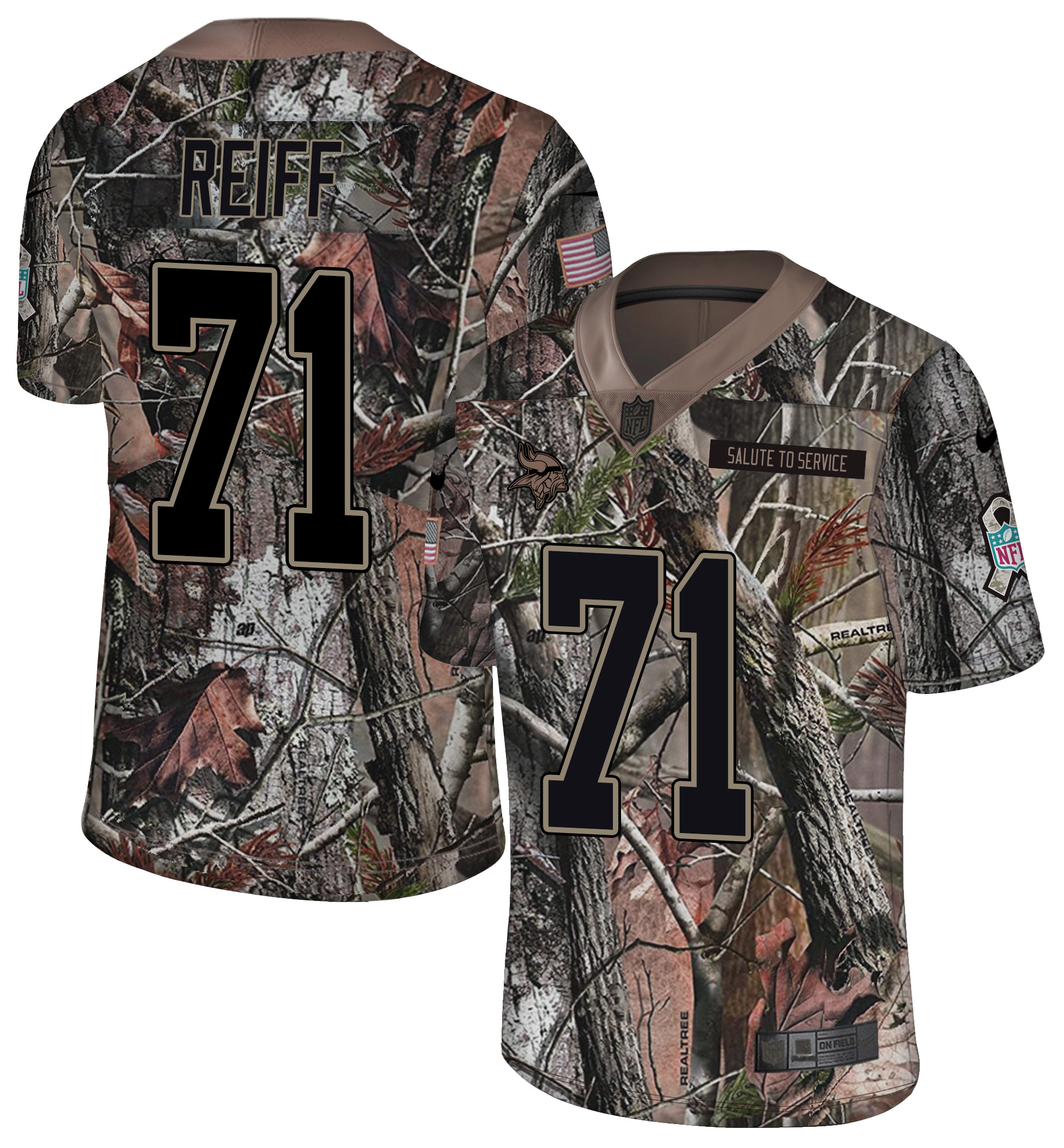 Men's Minnesota Vikings #71 Riley Reiff Camo Realtree Rush Limited Stitched NFL Jersey